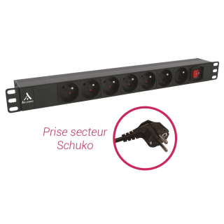 Bandeau PDU 19'' 1U, 7 prises FR avec interrupteur lumineux
