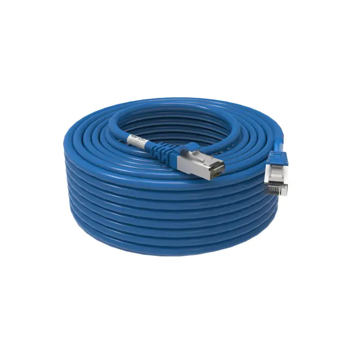 Cordon RJ45 cat 6 surmoulé FUTP 100 Ohms LSOH, 30m, bleu